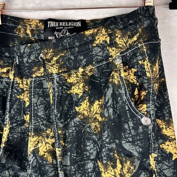 True Religion Men’s Joggers M Camo Leaf Print Drawstring Pants Streetwear Style - Picture 7 of 10